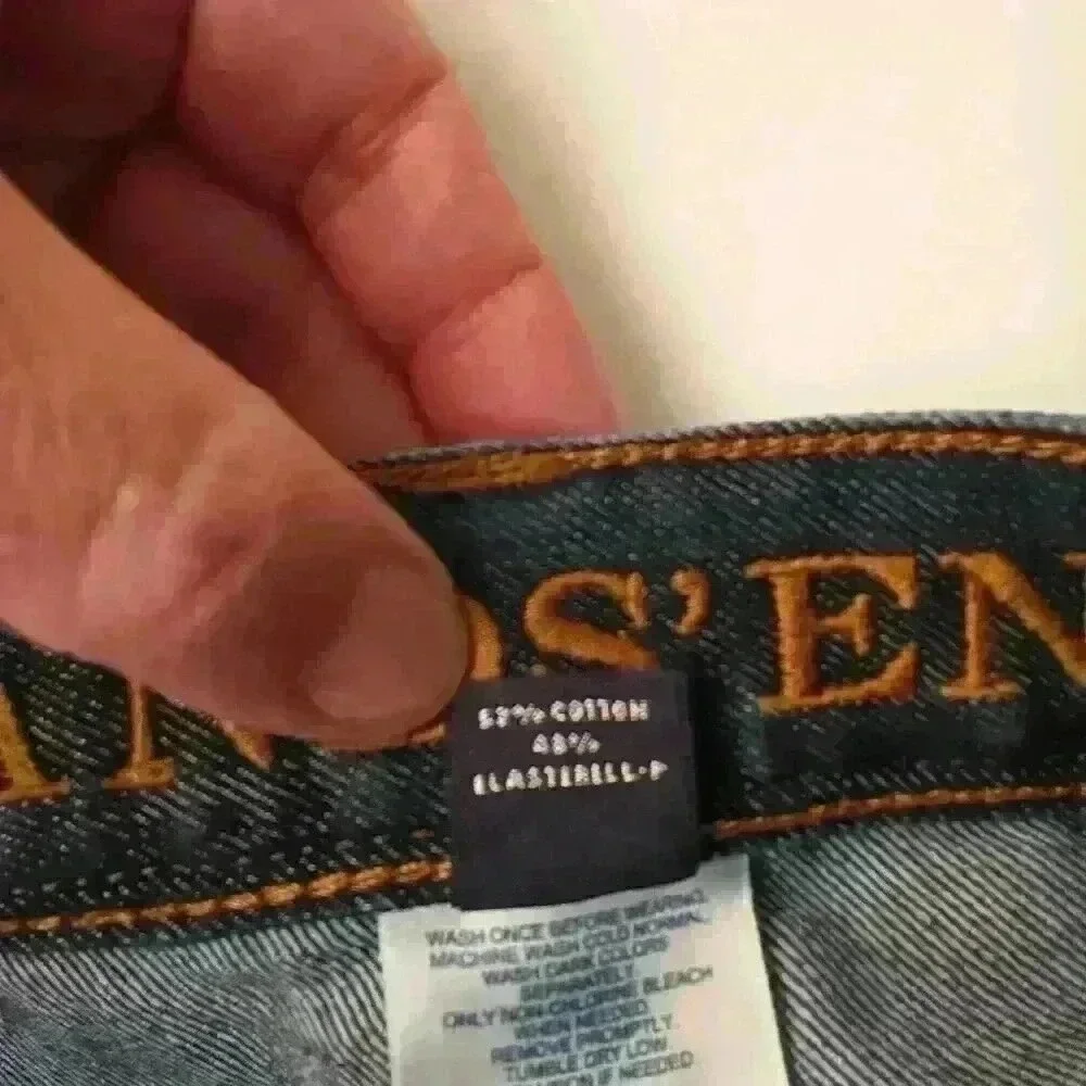 Lands' End Women Low Rise Straight Leg Fit 1 Jeans Dark Wash Blue Size 2 Stretch